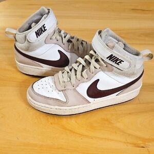 Nike Court Borough Mid 2 Pink Maroon Youth Sz. 6 Womans 7.5